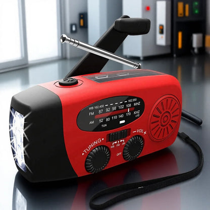 Portable Solar Crank Emergency Radio Global FM Receiver LED Flashlight 2000mAh High Quality SOS Alarm