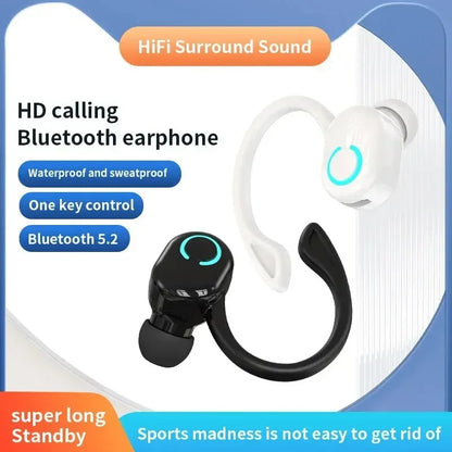 Bluetooth 5.2 Business Wireless Headphone Ear-Hook Mini HIFI Bass Noise Cancelling Earphone With Mic Earbuds Sport Game Headset