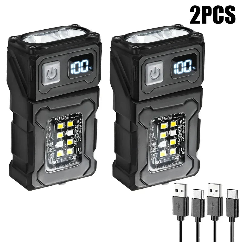 Mini Portable Flashlight 1500Lumens Super Bright LED Torch USB Rechargeable Multifunctional Camping Emergency Lantern