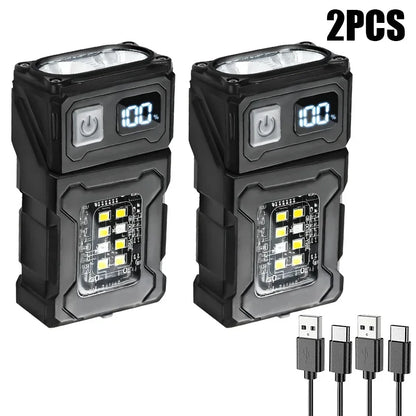 Mini Portable Flashlight 1500Lumens Super Bright LED Torch USB Rechargeable Multifunctional Camping Emergency Lantern