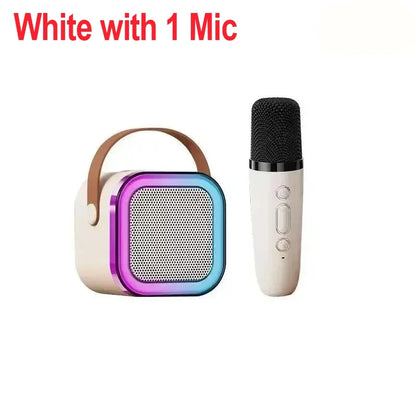 Portable Bluetooth 5.3 Speaker Karaoke Machine PA System with 2 Wireless Microphones Home Family Singing Children's Gifts