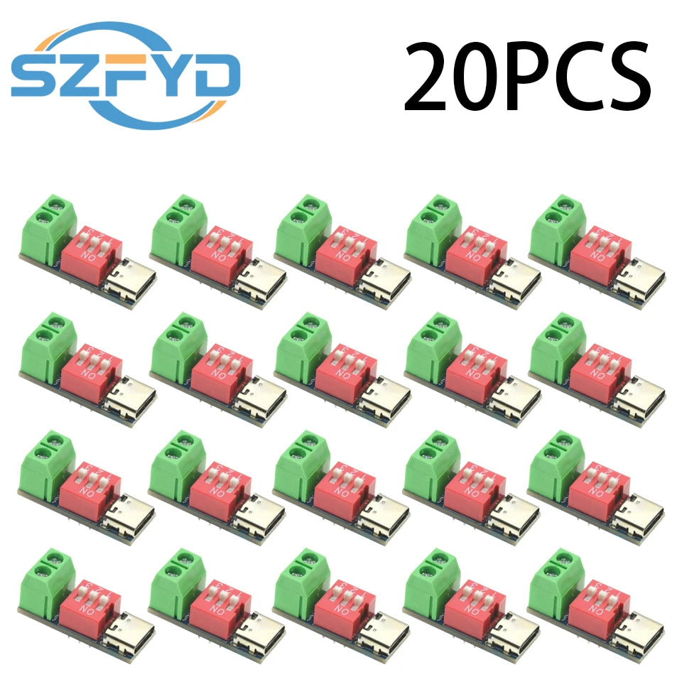 1-20pcs PD Fast Charging Test Board 5-20V Adjustable PD Trigger Module USB Type-C 100W Power Supply Tester