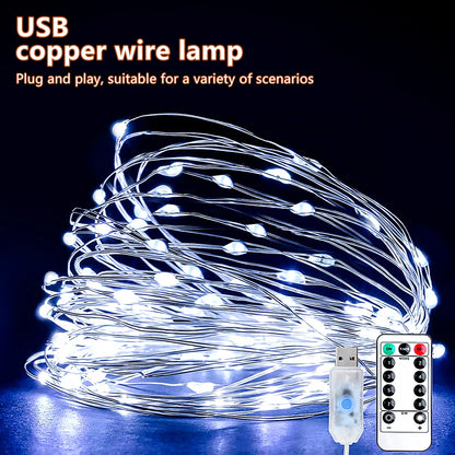 5M/10M/20M USB LED String Lights Copper Silver Wire Garland Light Waterproof Fairy Lights For Christmas Wedding Party Decorative