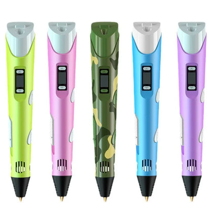 Electronic 3D Printing Pen with 9M PLA Consumables High-Temperature 3D Graffiti Tool Intelligent Toy Christmas Birthday Gift