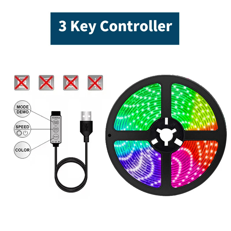 DC5V RGB LED Strip Light 1/2/3/4/5/10M USB 24key Bluetooth Remote Control Flexible Lamp Tape For TV Background Home Decor