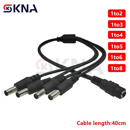 5.5* 2.1mm 1 to 2/3/4/5/6/8 Way DC Power Splitter Cable 5V 12V Power Adapter Connector Cord For LED Strip Lights CCTV Camera
