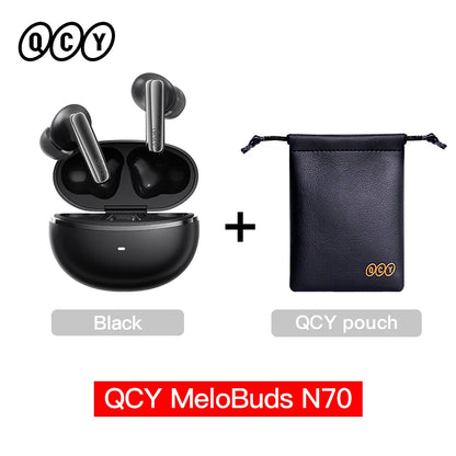 QCY MeloBuds N70 Adaptive ANC Wireless Earbuds Bluetooth 6.0 LDAC Hi-Res Audio 6 Mics Wireless Charging Earphones 50Hrs IPX5
