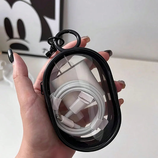 Earphone Case Colorful Transparent Protector 1/2Pcs Box Plush Dolls Outdoor Display Organizer Bag With Keychain Doll Accessories