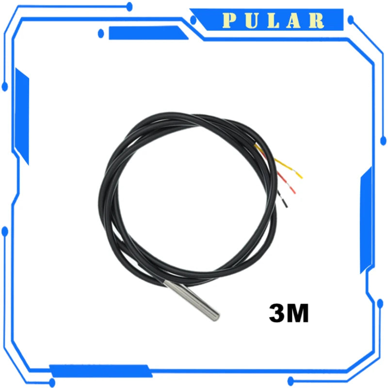 PLR Waterproof 100CM Digital Sensor Cable DS18B20 Temperature Module Kit Stainless Steel Probe Terminal Adapter Arduino