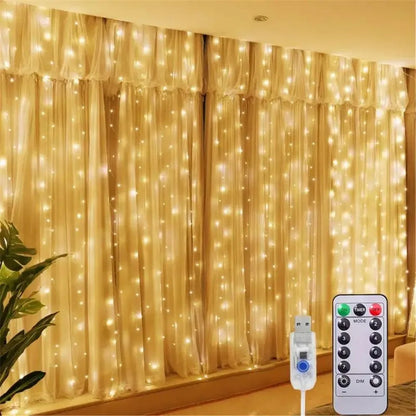 USB Curtain String Lights 8 Modes Fairy Light Christmas Halloween Garland Holiday Led Light Wedding Party Home Bedroom Decor