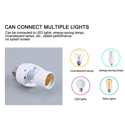 Smart Led Bulb Holder with Motion Sensor E27 E26 AC 85-265V Socket Lamp Base Adapter Converter PIR Human Induction Detector