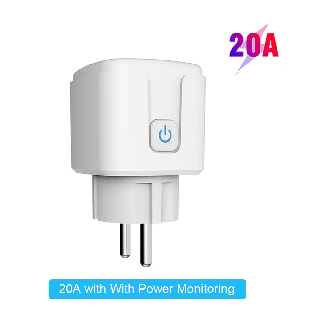 Tuya WiFi Smart Plug EU 16/20A Socket with Power Monitoring Voice&APP Control Timer Switch for Alexa Google Assistant Smart Life