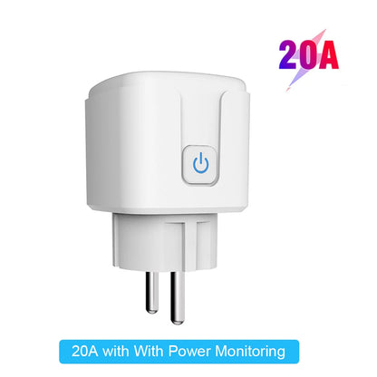 Tuya WiFi Smart Plug EU 16/20A Socket with Power Monitoring Voice&APP Control Timer Switch for Alexa Google Assistant Smart Life