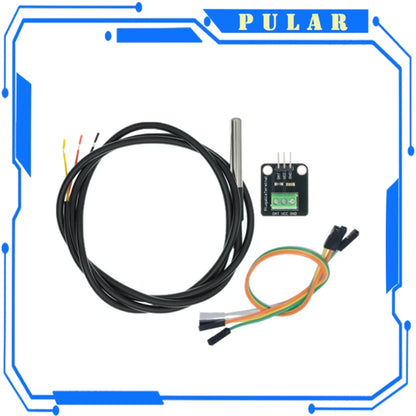 PLR Waterproof 100CM Digital Sensor Cable DS18B20 Temperature Module Kit Stainless Steel Probe Terminal Adapter Arduino