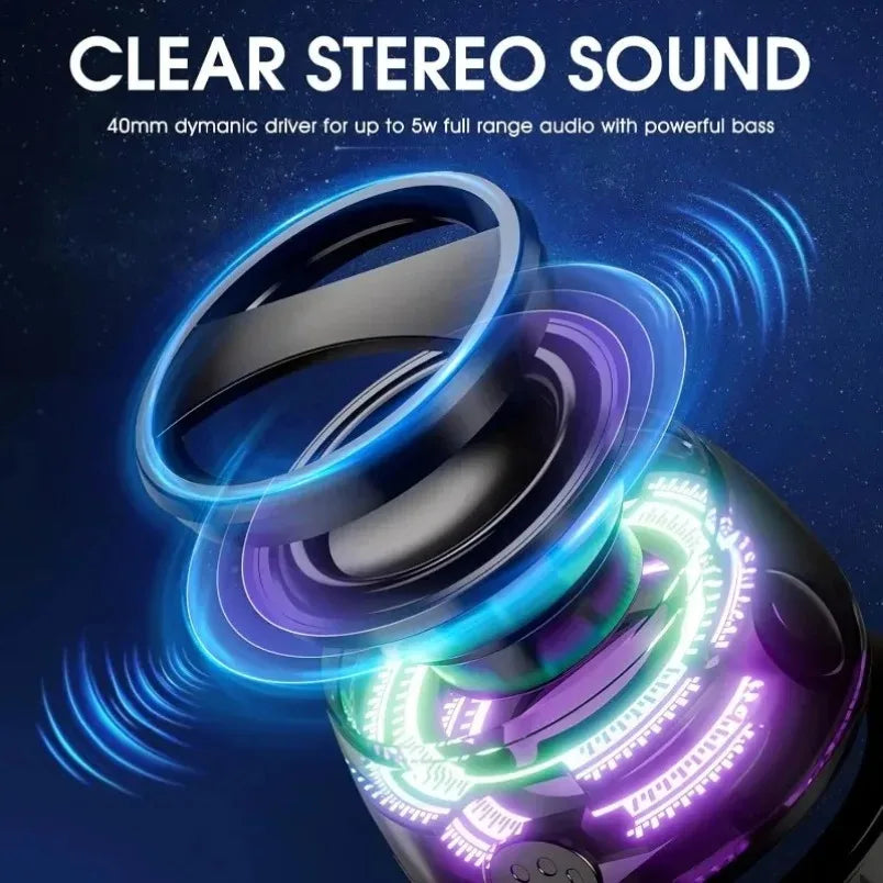 Mini Travel Stereo Speaker Outdoor Magnetic Bluetooth Speaker Wireless Portable with RGB Color Light and Phone Holder for IOS