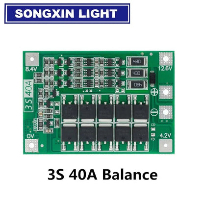 2S 3S 4S 20A 40A 60A Li-ion Lithium Battery Charger Protection Board 18650 BMS Drill Motor 11.1V 12V/14V 16.8V Enhance/Balance