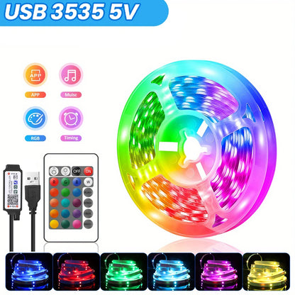 DC5V RGB LED Strip Light 1/2/3/4/5/10M USB 24key Bluetooth Remote Control Flexible Lamp Tape For TV Background Home Decor