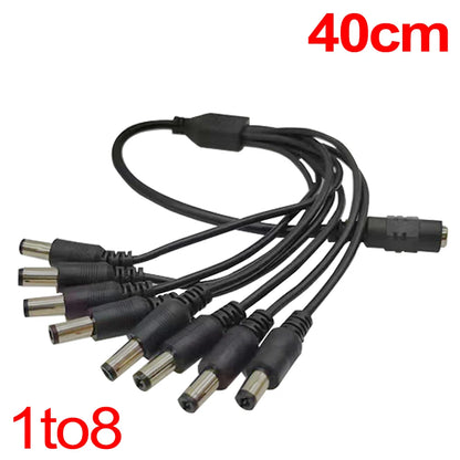 5.5* 2.1mm 1 to 2/3/4/5/6/8 Way DC Power Splitter Cable 5V 12V Power Adapter Connector Cord For LED Strip Lights CCTV Camera