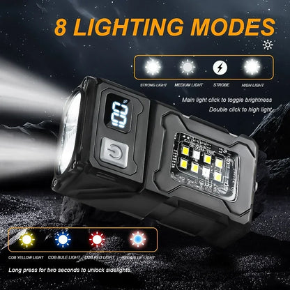 Mini Portable Flashlight 1500Lumens Super Bright LED Torch USB Rechargeable Multifunctional Camping Emergency Lantern