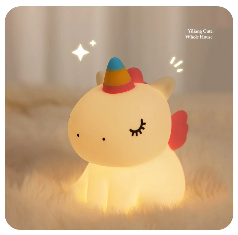 Cute Silicone Squishy Night Lamp Fox Rabbit Dimmable Nursery Nightlight Rechargeable Timing Bedside Table Lamp With Touch Sensor