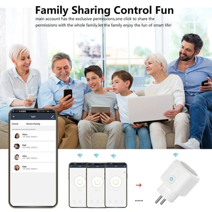 Tuya WiFi Smart Plug EU 16/20A Socket with Power Monitoring Voice&APP Control Timer Switch for Alexa Google Assistant Smart Life