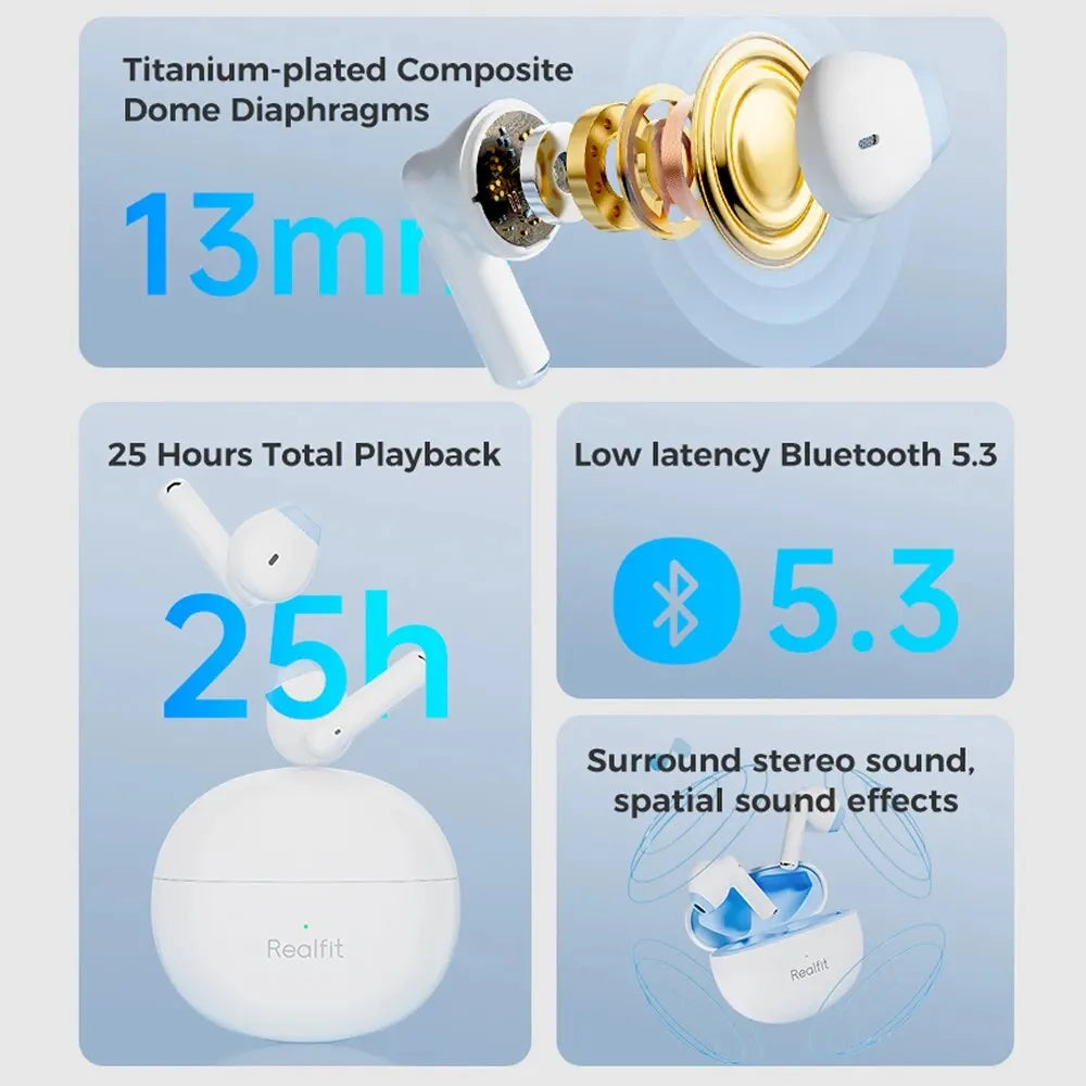 Realfit F2 Bluetooth Earphone Excellent HIFI Quality TWS Wireless Earbuds Wholesale for realme xiaomi