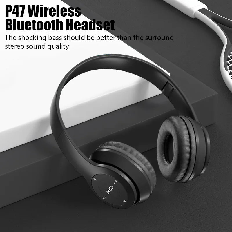 P47 Wireless bluetooth headphone With Mic Headsets Stereo Sound Earphones Sports Gaming Headphones Supports PC Smartphone