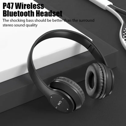 P47 Wireless bluetooth headphone With Mic Headsets Stereo Sound Earphones Sports Gaming Headphones Supports PC Smartphone