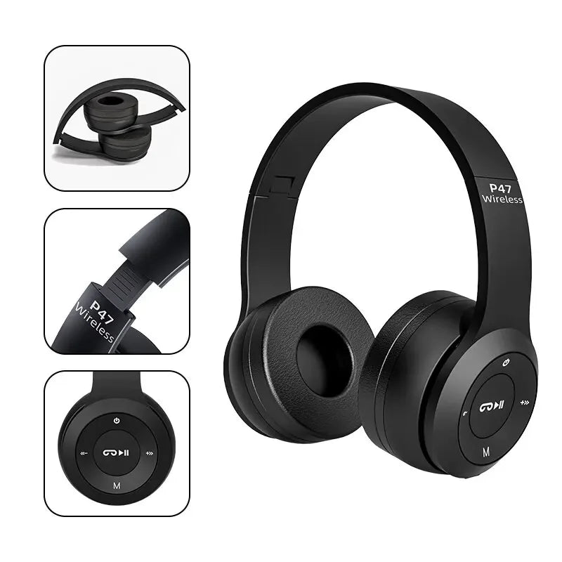 P47 Foldable Wireless Bluetooth 50 HIFI Stereo Bass Headphones for Music Gaming Kids Girls Smartphone Audio Earphones Device