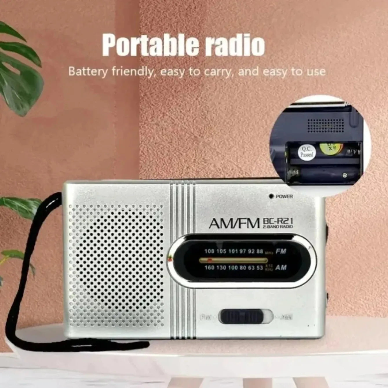 Emergency Pocket Mini Radio FM AM Radio Built-in Speaker Battery Operated Radio Receiver Best Player for Senior Home Walking