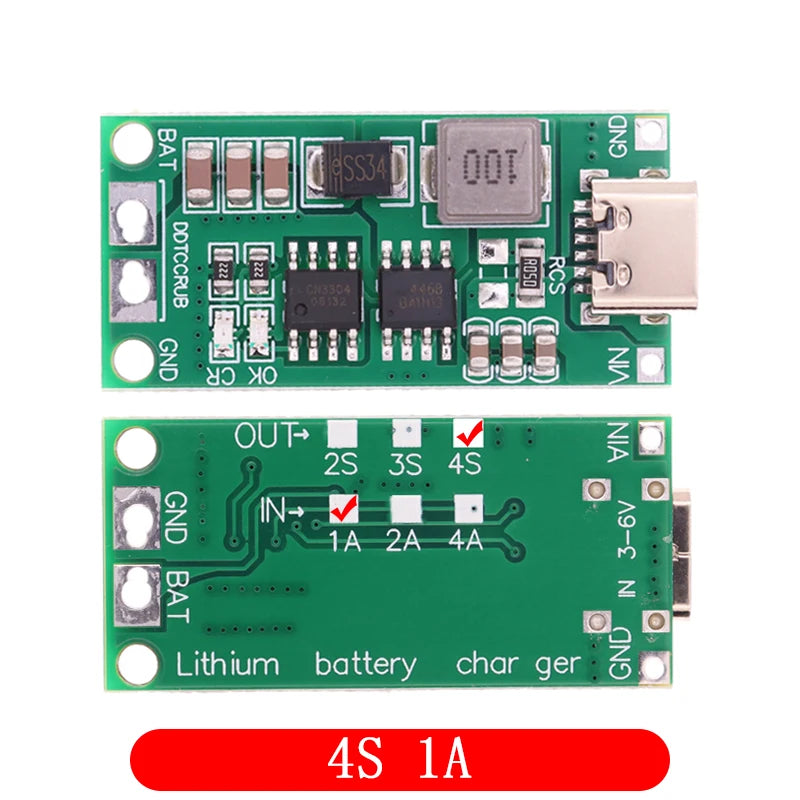 Multi-Cell 2S 3S 4S Type-C To 8.4V 12.6V 16.8V Step-Up Boost LiPo Polymer Li-Ion Charger 7.4V 11.1V 14.8V 18650 Lithium Battery
