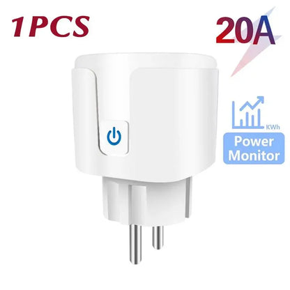 TUYA Smart Plug WiFi or Zigbee3.0 Socket EU 16/20A With Power Monitor Timing Function Voice Control Works Alexa Google Home