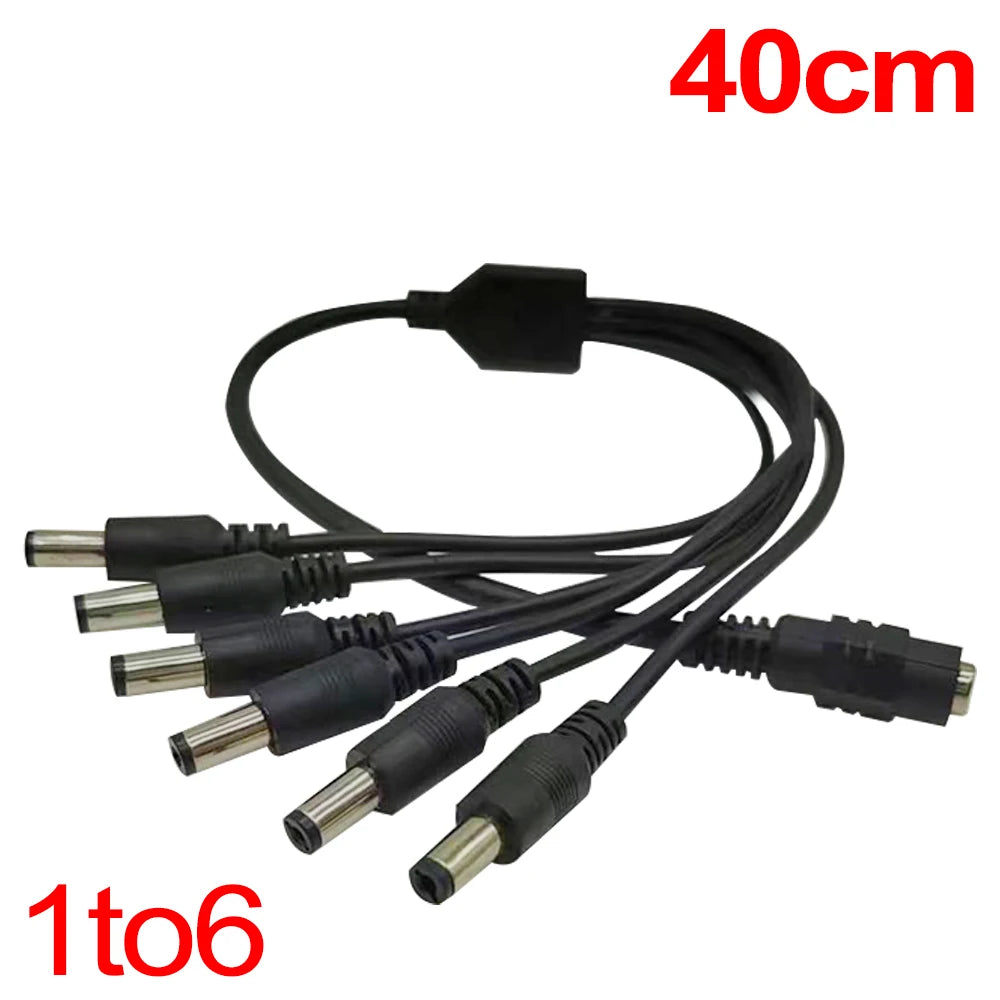 5.5* 2.1mm 1 to 2/3/4/5/6/8 Way DC Power Splitter Cable 5V 12V Power Adapter Connector Cord For LED Strip Lights CCTV Camera
