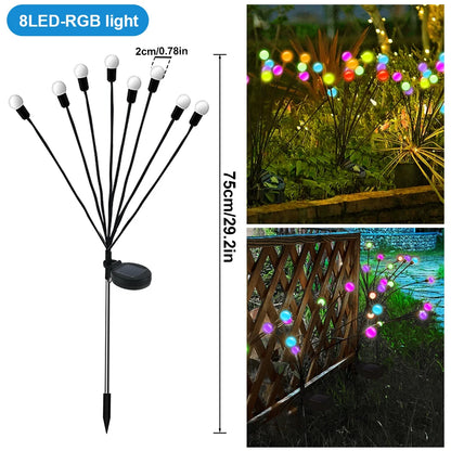 10 LED Solar Garden Lights Powered Firefly Lights Outdoor Waterproof Vibrant Garden Lights for Patio Pathway Decoration,Warm