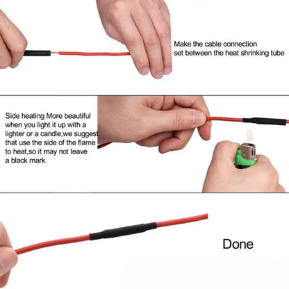 127PCS 2:1 Heat Shrink Tubing Assortment - Black & Red Polyolefin Tube for Car Cable, Wire Sleeving Wrap Kit