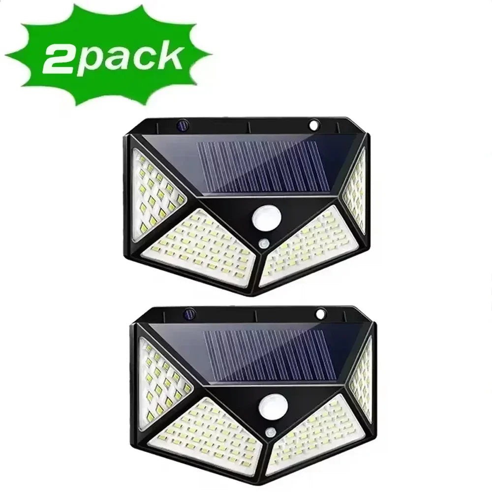 1/2Pcs 100 LED Wall Lights Outdoor Solar Lamp PIR Motion Sensor Solar Powered Sunlight Street Light for Garden Decoration