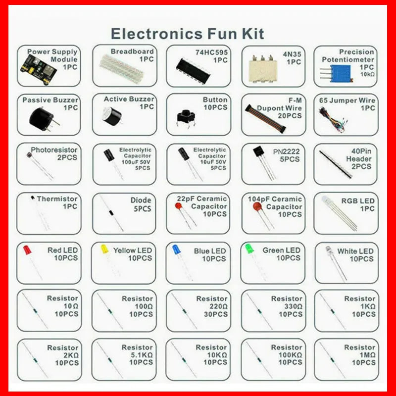 Electronic Components Electrolytic Capacitor Resistor led 830 Hole Breadboard Kit MB-102 for UNO R Component Pack Beginner Start