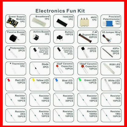 Electronic Components Electrolytic Capacitor Resistor led 830 Hole Breadboard Kit MB-102 for UNO R Component Pack Beginner Start