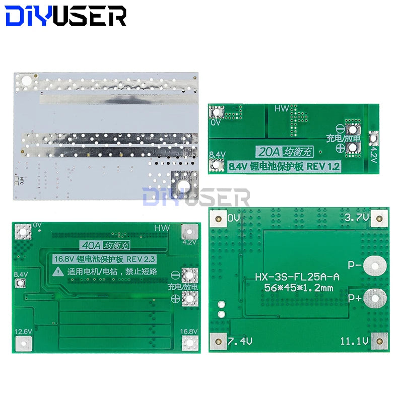 2S 3S 4S 5S Li-ion Lithium Battery 18650 Charger BMS 20A 25A 30A 40A 60A 100A Protection Board with Balance For Drill Motor