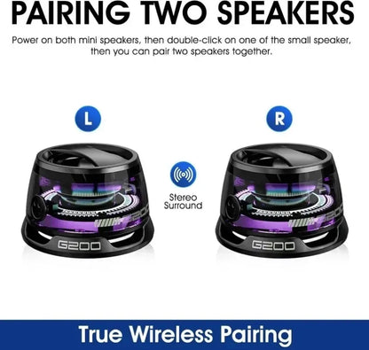 Mini Travel Stereo Speaker Outdoor Magnetic Bluetooth Speaker Wireless Portable with RGB Color Light and Phone Holder for IOS