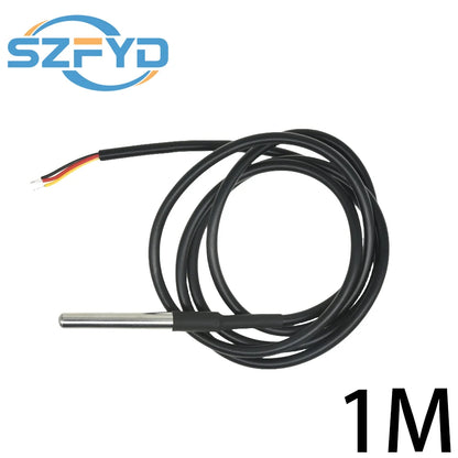 1PCS DS18B20 Waterproof Thread Temperature Probe Temperature Sensor Stainless Steel Package 1/2/3/5/10Meter For Arduino