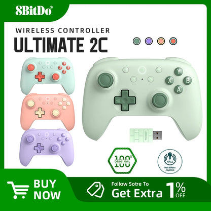 8BitDo Ultimate 2C Wireless Gaming Controller for PC, Windows 10, 11, Steam Deck, Raspberry Pi, Android Gamepad Accessories
