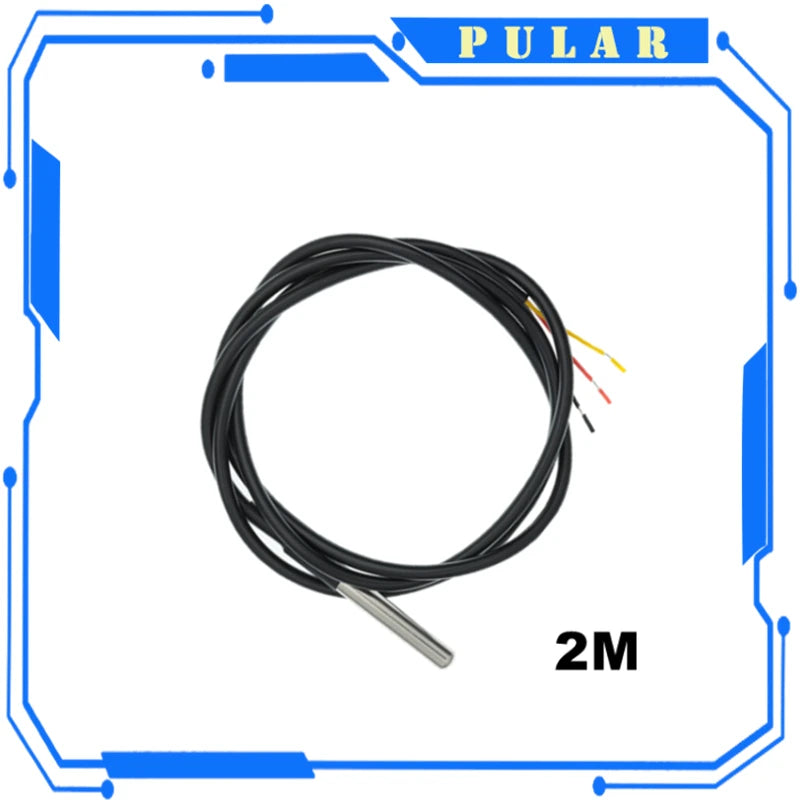 PLR Waterproof 100CM Digital Sensor Cable DS18B20 Temperature Module Kit Stainless Steel Probe Terminal Adapter Arduino