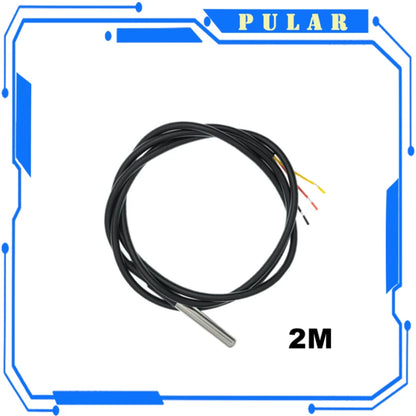 PLR Waterproof 100CM Digital Sensor Cable DS18B20 Temperature Module Kit Stainless Steel Probe Terminal Adapter Arduino