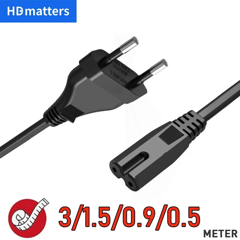 EU Power Cord European Power Cord EU Non-Polarized IEC-320-C7 to CEE 7/16 AC Power cable for DJI Mavic Air 2/2S PS4 PS5 Xbox TV