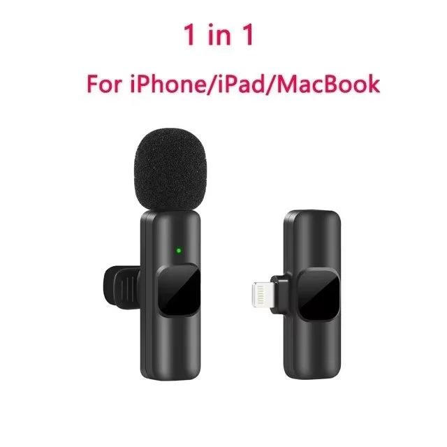 New Professional Wireless Lavalier Microphone for iPhone iPad Laptop Android Live Gaming Video Recording Interview Business Mic
