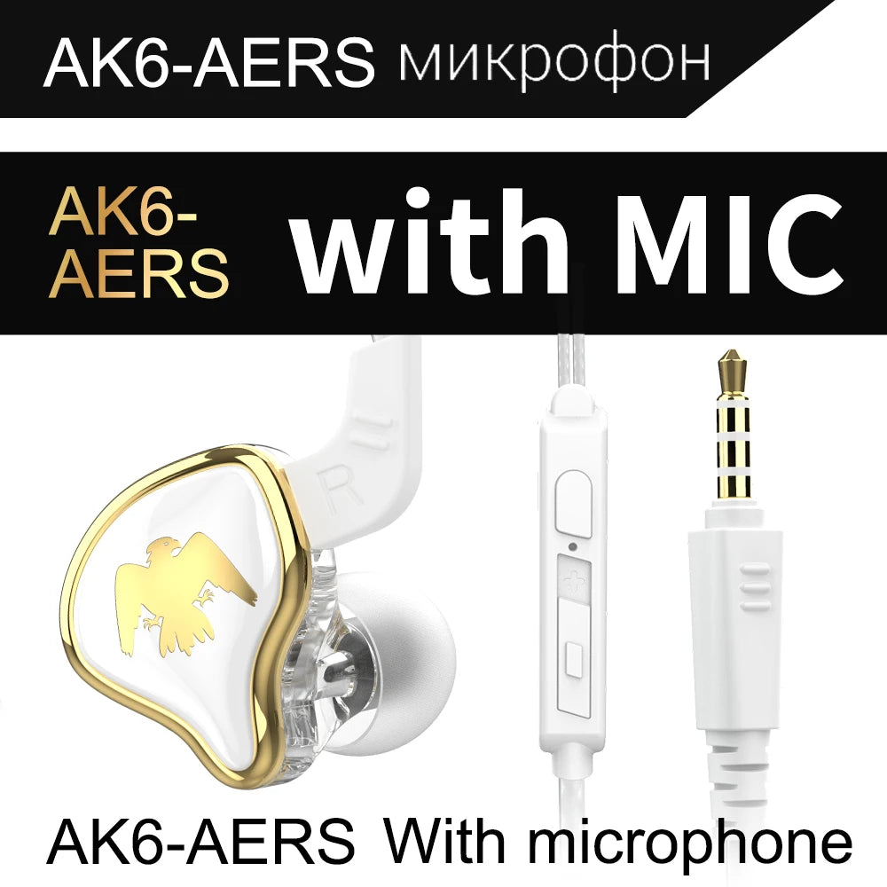 VIKEFON QKZ AK6 In Ear Earphone 6 Dynamic Driver Unit Headphone With Mic Stereo Sports HIFI Subwoofer Headset Monitor Earbuds
