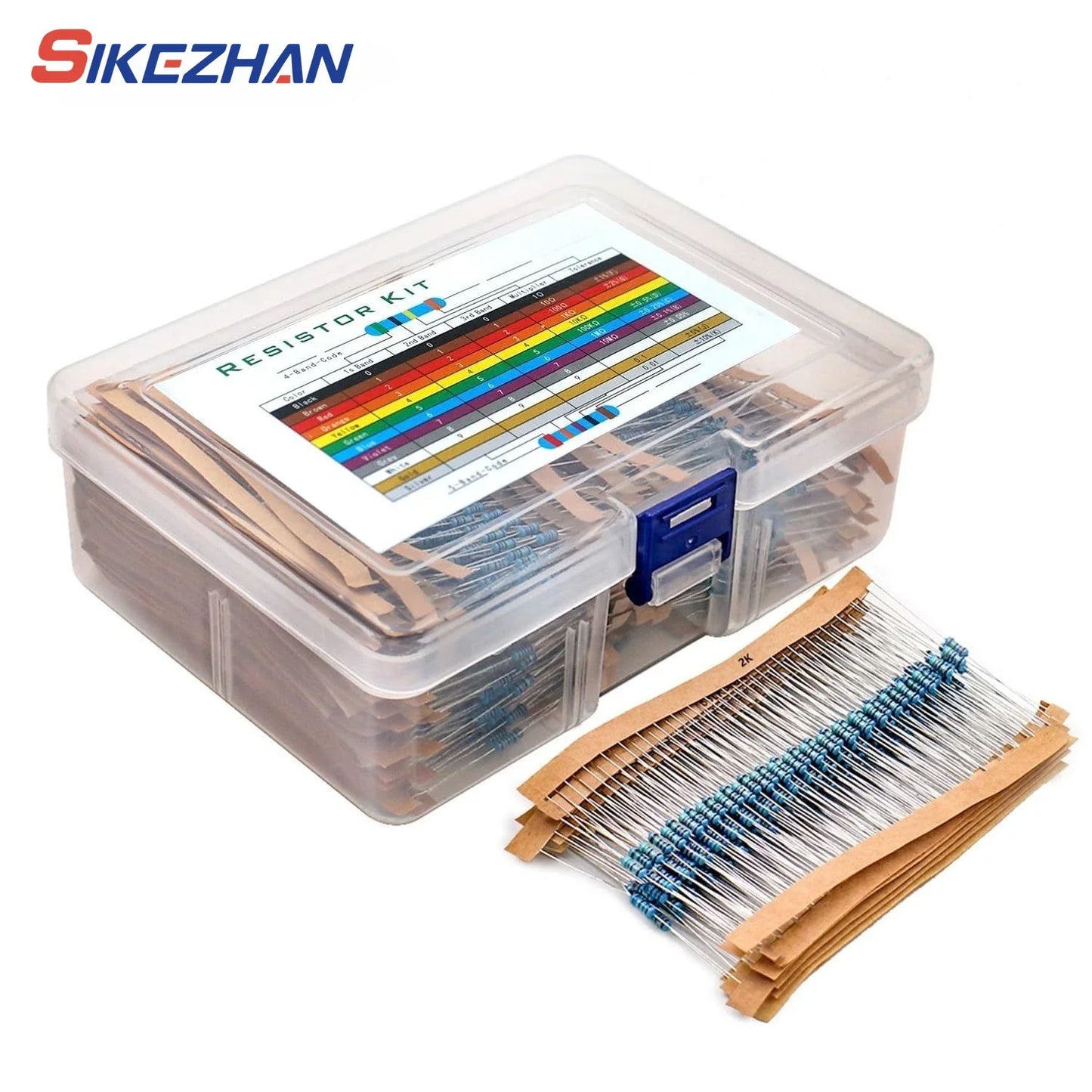 600pcs 1% Resistor Set Resistance 1/4W Metal Film Resistors Kit 10Ohm ~1M Ohm 30Values Electronic Components Kit