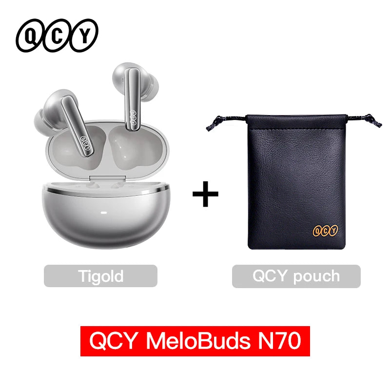 QCY MeloBuds N70 Adaptive ANC Wireless Earbuds Bluetooth 6.0 LDAC Hi-Res Audio 6 Mics Wireless Charging Earphones 50Hrs IPX5