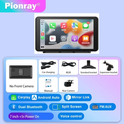 Pionray 7/10 inches android auto Universal Portable CarPlay for Car Screen Car Radio Video Wireless Carplay Screen for Apple
